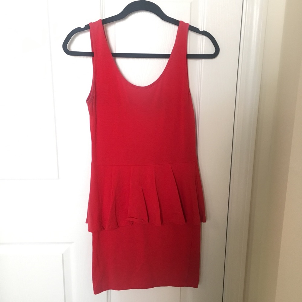 ASOS Bodycon Red Peplum Dress